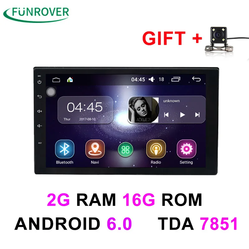 2 Double Din Universal Car Radio dvd player Stereo 2G+16G 7 Inch Android 6.0 In-dash Autoradio gps navigation Quad-Core BT FM