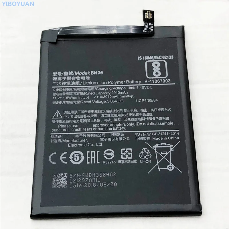 

3.85V 2910/3010mAh BN36 For Xiaomi Mi A2 / 6X Battery