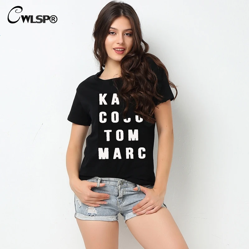 

CWLSP T shirt Woman Tee White Print Letter karl coco tom marc Harajuku Fashion Tops Street Hippie Punk Men&Womens T-shirt QA888