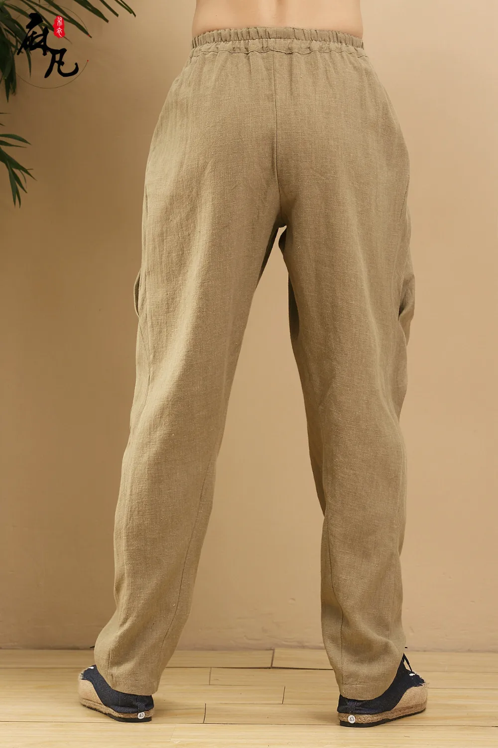 Дизайн, чистый лен, мужские повседневные брюки, эластичный пояс, натуральный лен, брюки-карандаш, брюки-морковки, мешковатые джинсы