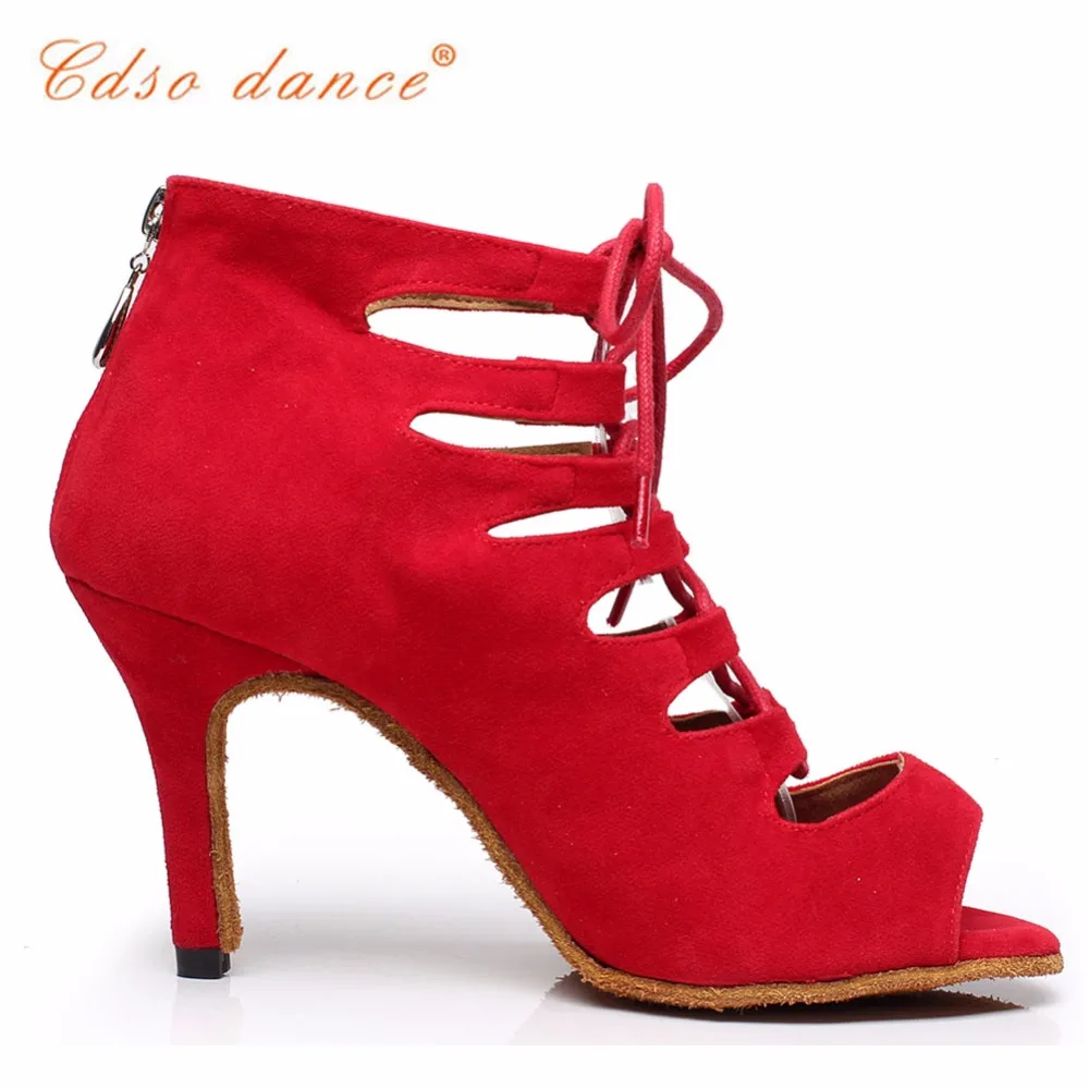 Cdso dance brand shoes 10312 Red /blue suede salsa shoe,Women's Satin Latin /Ballroom Dance Shoes