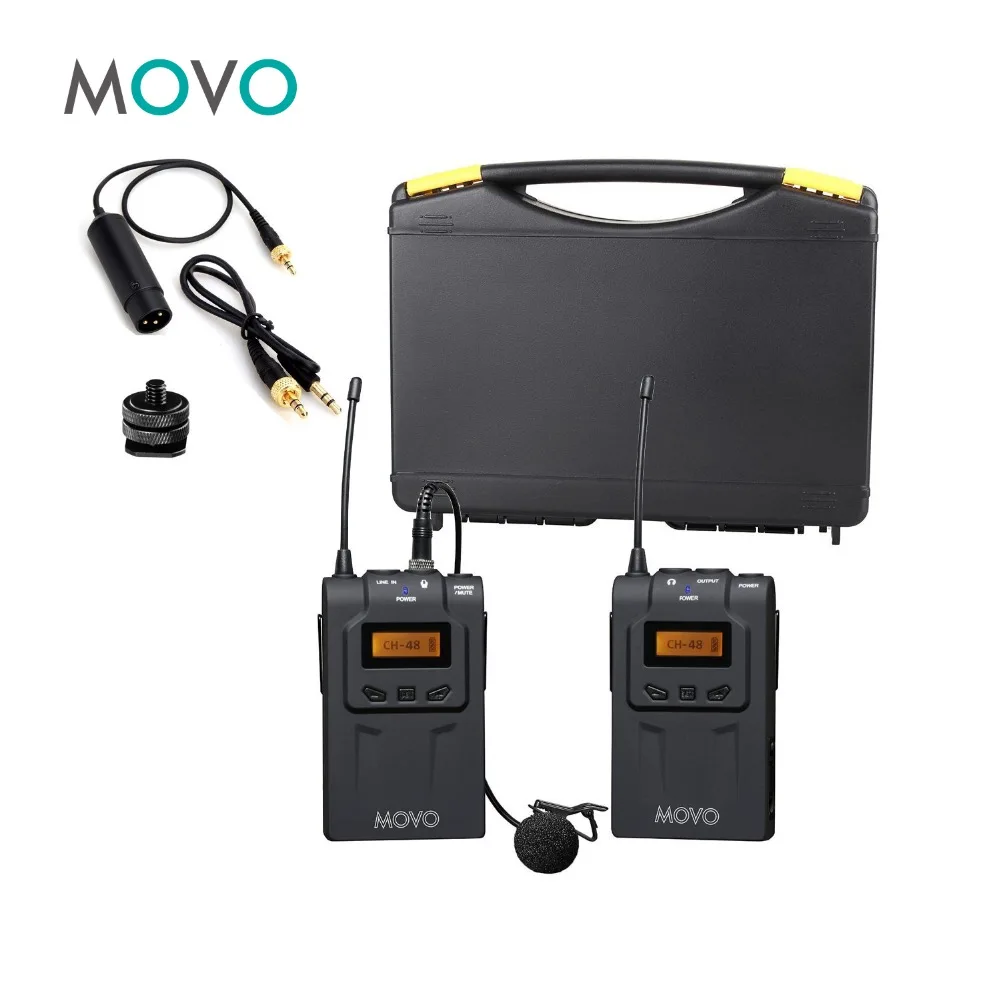 Movo WMIC70 Беспроводной 48 канал частоты UHF петличный микрофон Системы с Omni Lav Камера