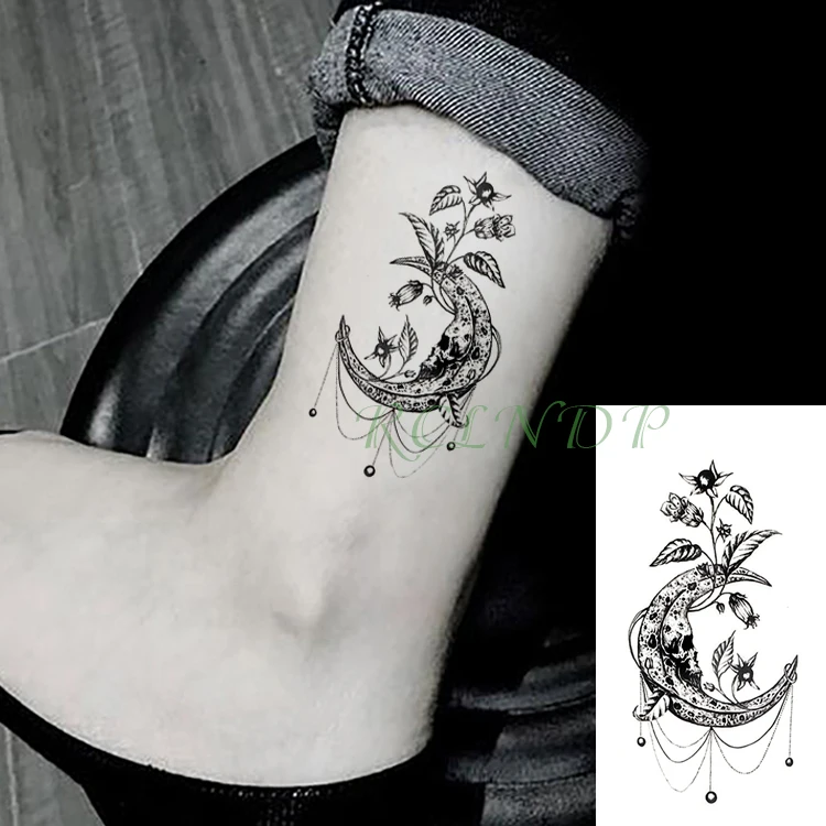 

Fashion Waterproof Temporary Tattoo Sticker Skull Moon Flower Fake Tatto Flash Tatoo Wrist Foot Hand Arm Chest For Women Men
