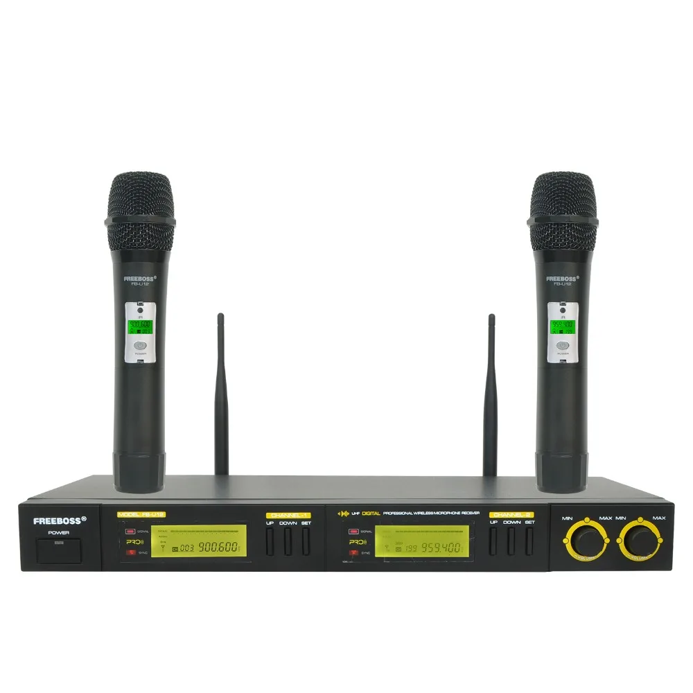 Freeboss FB U12 UHF беспроводной микрофон Система 2 способ 100 каналов ИК Частота Karoke KTV