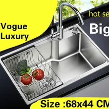 Большая кухня, одиночная корыта, раковина, vogue, обычная посуда, 304 нержавеющая сталь,, 680x440 мм
