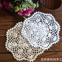 Ручной работы крючком крюк дисковые колодки 10 ПИК/лот 21 см Круглый Кружева Цветы украшения подставки для чайный коврик для стола коврик