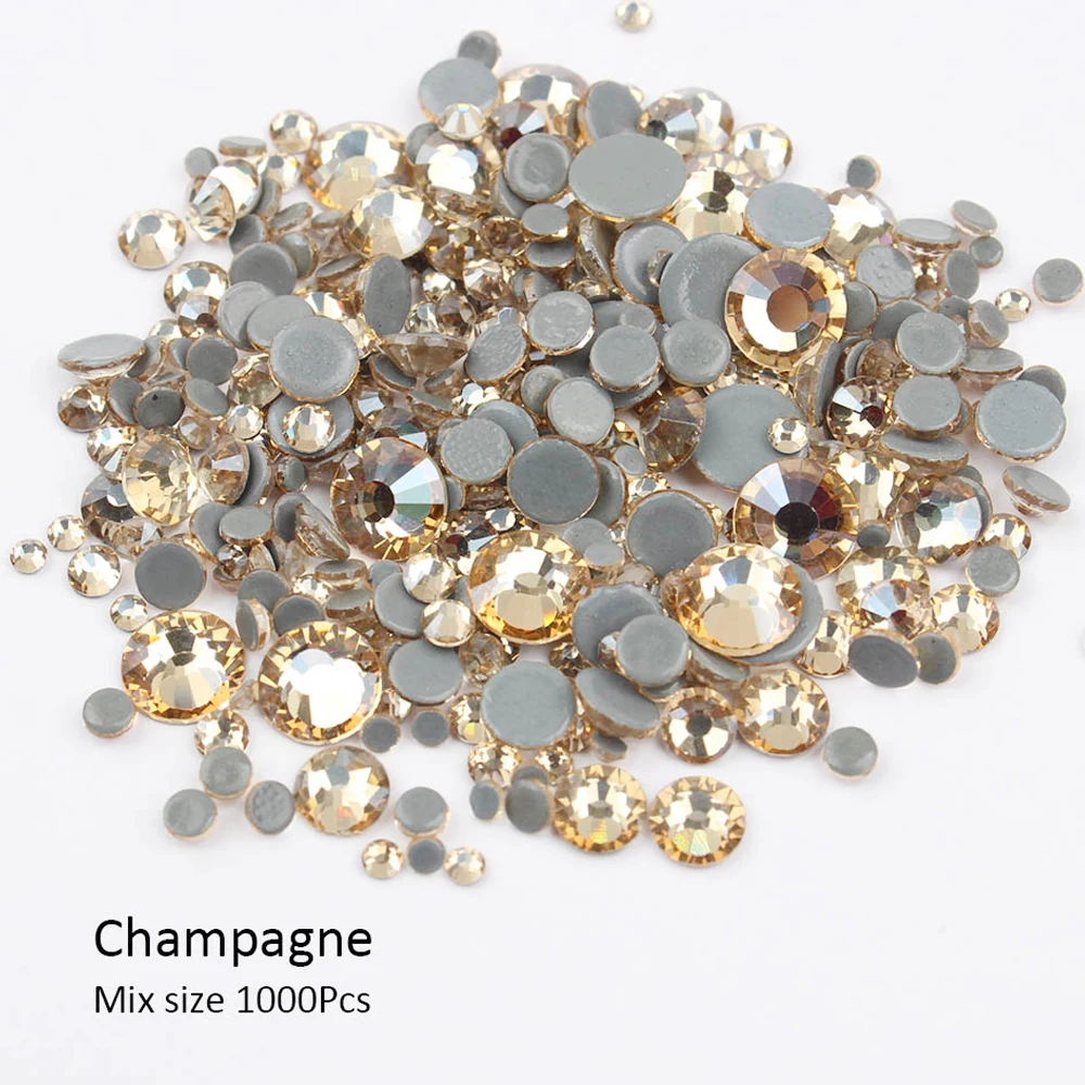 

Hot Fix Rhinestones Iron On Rhinestones For Clothes High Quality SS6 SS10 SS16 SS20 SS30 Glass Crystal Champagne Hot Fix Stone