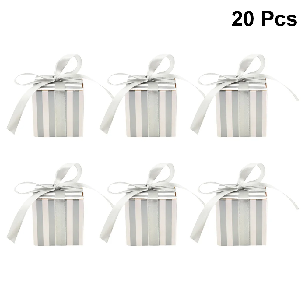 

20pcs Candy Box Small Square Chocolate Boxes Gift Container Gift Wrap Stoprage with Ribbon for Wedding