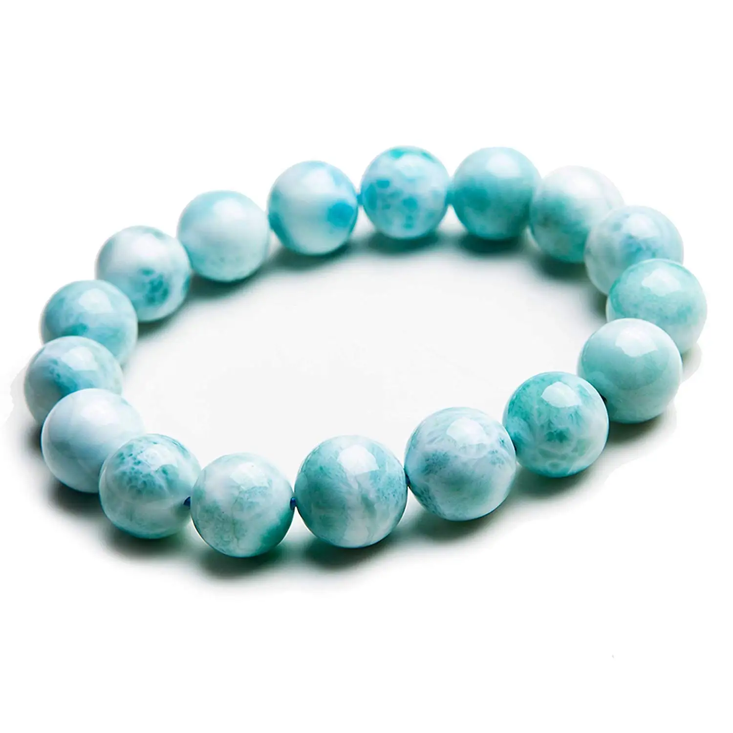 

12mm Natural Larimar Bracelets Men Women Gift Water Pattern Crystal Jewelry Blue Gemstone Round Beads Stone Bracelet AAAA