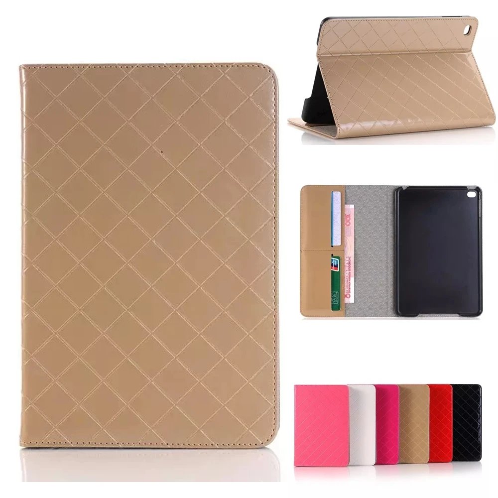Fashion Grid Pattern Leather Case For IPad Mini 4 Auto Smart Sleep Wake Up Stand Holder Tablets fashion-grid-pattern-leather-case-for-ipad-mini-4-auto-smart-sleep-wake-up-stand-holder-tablets