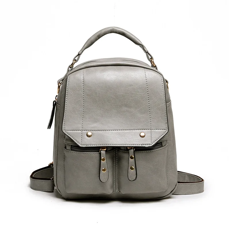 Женский модный маленький дорожный рюкзак из искусственной кожи женские сумки mochila infantil женская сумка для девочек-подростков - Цвет: gray