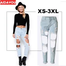 Boyfriend hole ripped jeans women pants Cool denim vintage straight jeans for girl Mid waist casual pants female ouc715 Boyfriend hole ripped jeans women pants Cool denim vintage straight jeans for girl Mid waist casual pants female ouc715