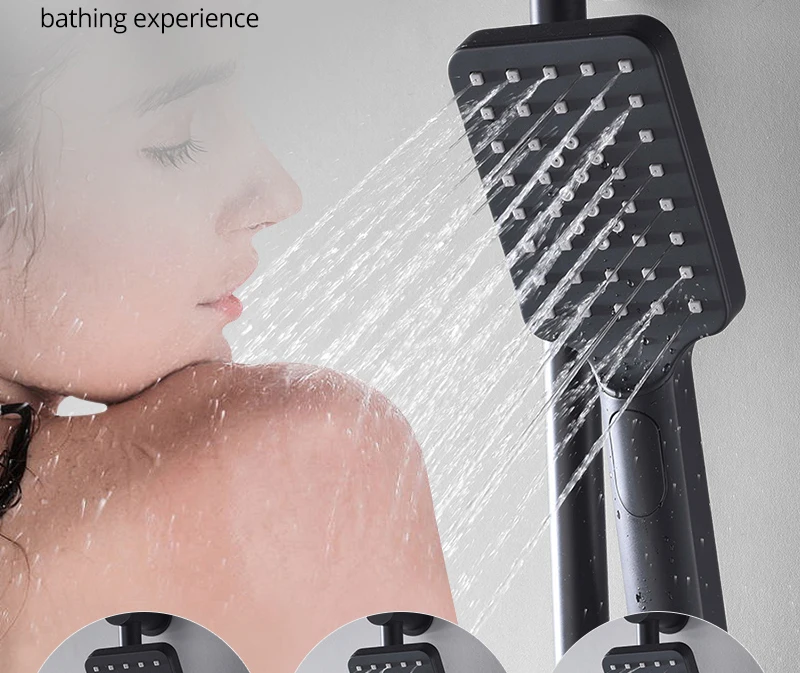 Rotating Water Led Shower Set 22 Waterfall Controller Black Shower System Massage Bath & Shower Faucets  (18)
