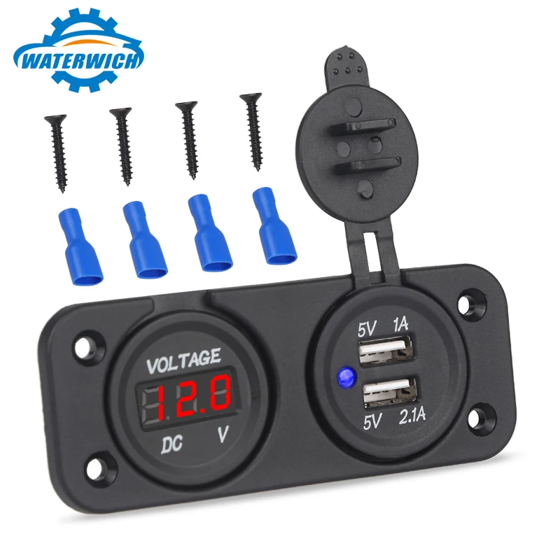 

12-24V Car Dual USB Power Socket Charger 5v 2.1A/1A Waterproof Universal Auto Mobile Phone Charger For iPhone