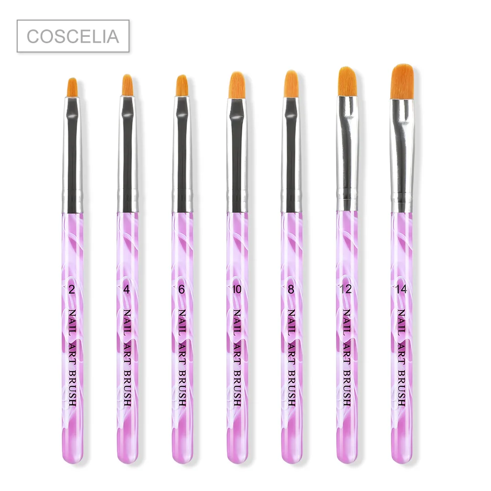 COSCELIA Nail Print Pen Acrylic Nail Art Brush UV Gel Brush Nail Art Brushes For Manicure Nail Art pencil - Цвет: 7pc Nail Brush 02