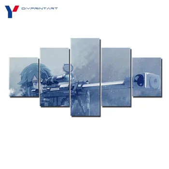 

Girl Sinon 5 Pcs/set Modern Art Home Decoration Anime Sword Art Online Pictures for Living Room A0891