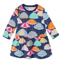 Jumping meter/Брендовые платья Одежда для девочек хлопковая детская одежда зонтики с напечатанными рисунками Модное детское платье с длинными рукавами для девочек