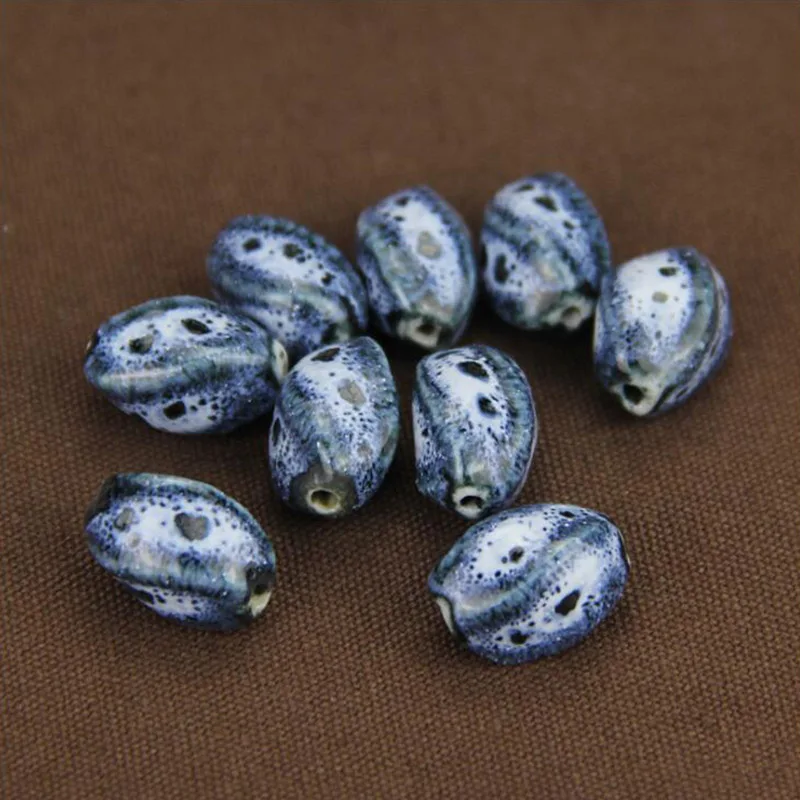

WEIYU Chinese Style 10pcs/lot 16*10mm Twisted Shape Ceramic Flower Beads Glaze Porcelain Loose Beads For Jewelry Vintage Beads