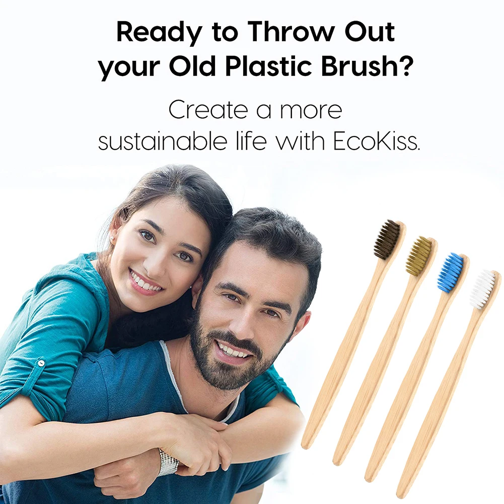 

Y&W&F 4/1pcs Soft Bristle Eco Friendly Tooth Brush Natural Bamboo Toothbrush Oral Health Daily Use Wood Toothbrush Travel Set