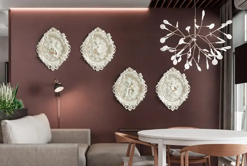 Европейское полимерное панно с ангелом, стикер на стену, креативный 3D трехмерный фон для гостиной, украшения для стен, аксессуары