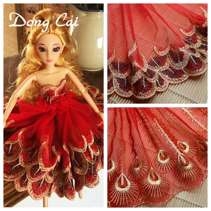 3yards/lot 18CM Red Lace fabrics Mesh embroidery lace Wedding Accessories sewing DIY Doll Party Dress | Дом и сад