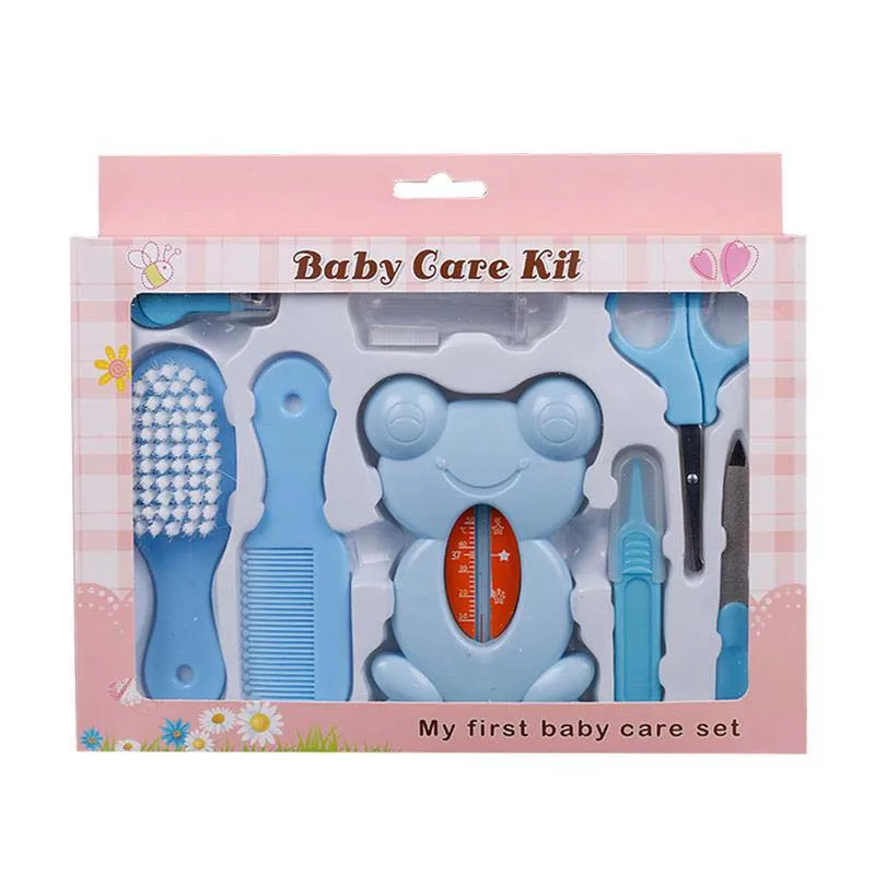blue 8pcs set 10 шт./компл. для малышей и детей постарше для ухода за волосами, уход за волосами, уход за волосами, термометр для прочистки носа у новорождённых Зубная щётка инструменты безопасности для новорожденных Набор щеток для ухода за ребенком - Цвет: blue 8pcs set