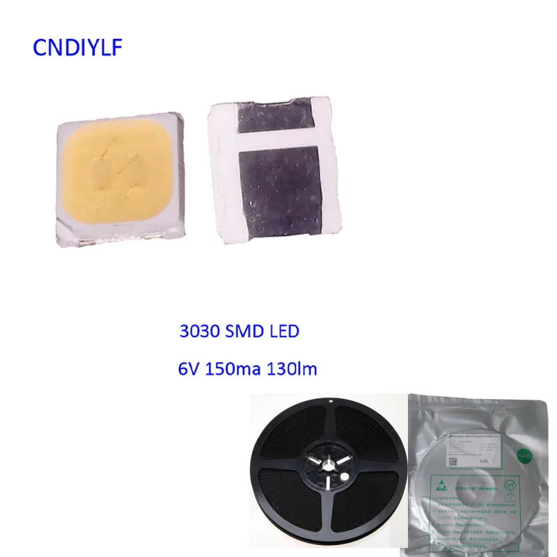 Заводская розетка 4000 шт SMD светодиодный чип 3030 6000 K 150ma 130 140lm 6 V для ТВ подсветки