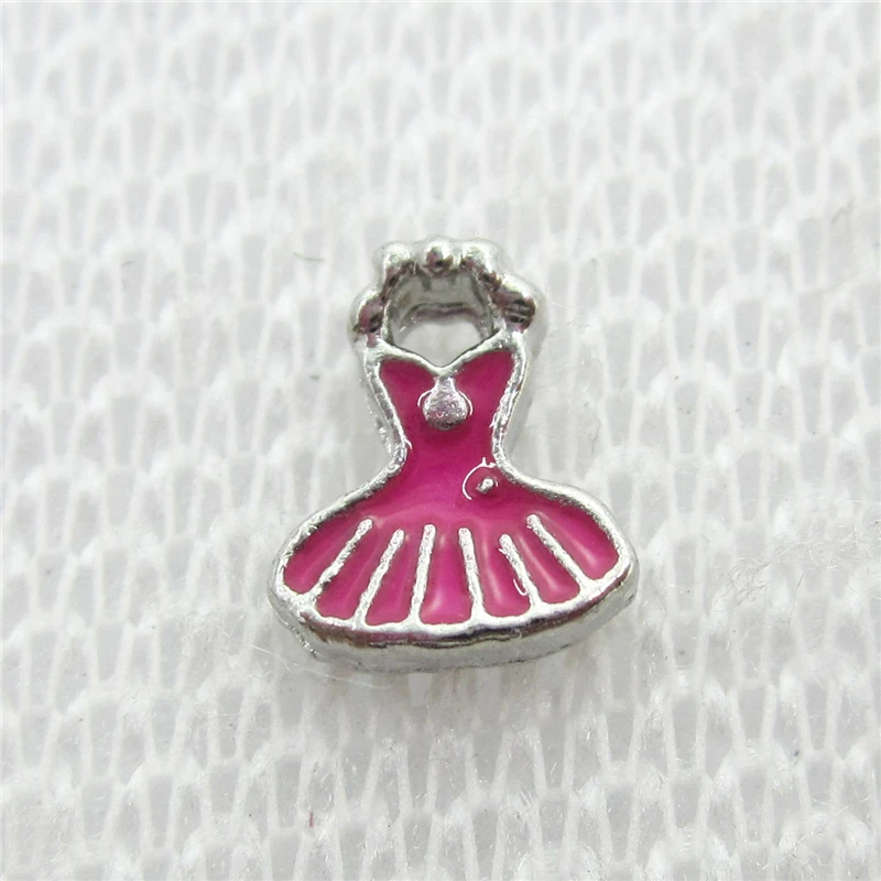 Wholesale 20pcs/lot Pink Dress Clothes Floating Charms Living Glass