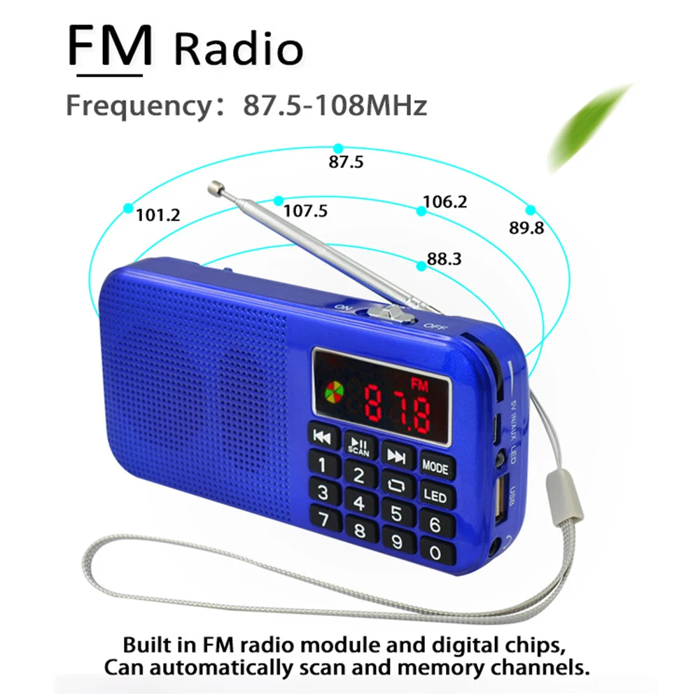 Радио FM портативный мини динамик музыкальный плеер Поддержка TF карты USB порт Aux аудио плеер радио рекордер XIAOKOA