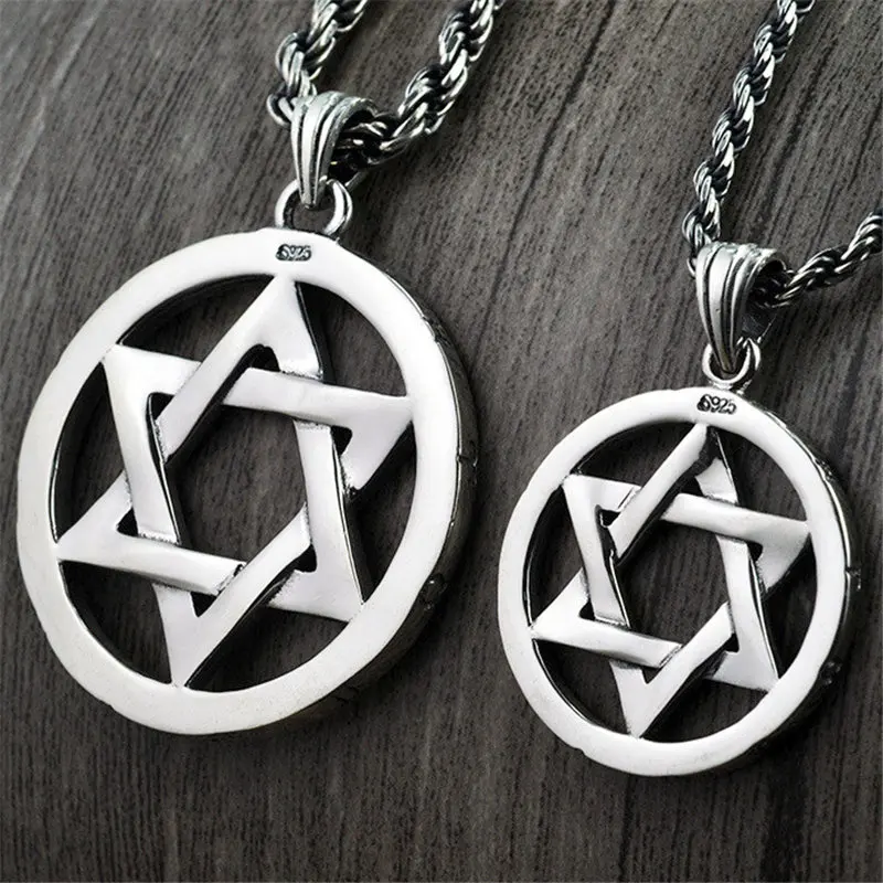 

V.YA New Arrial 925 Sterling Silver Star Pendants For Men Women Jewelry Thai Silver Hexagram Amulet Charm Pendant