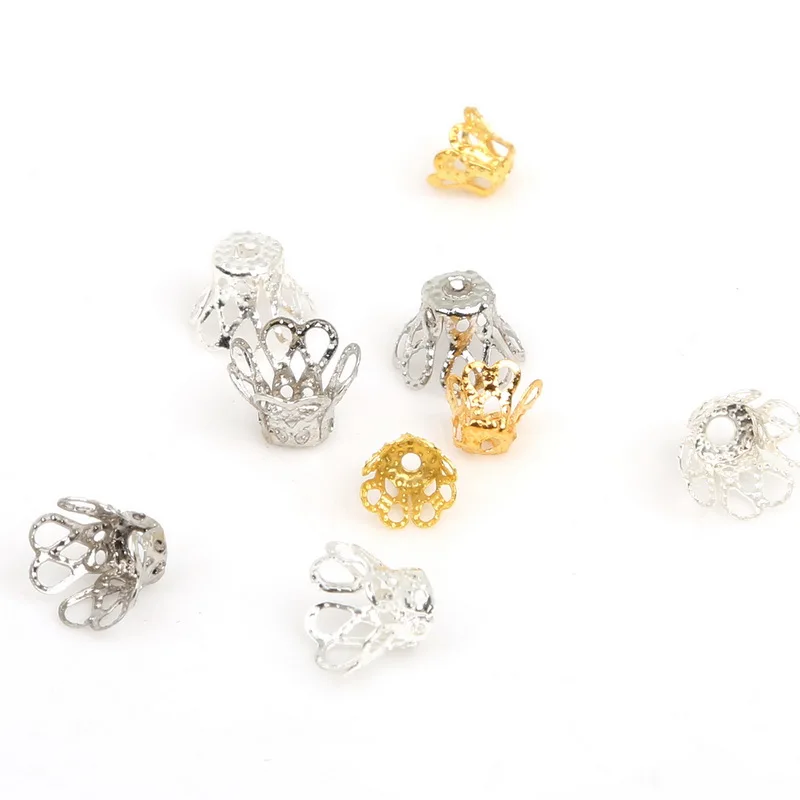 100 шт. концевые бусины с родиевым покрытием 5 х6 мм 6 х8 мм|jewelry findings|bead capsend bead cap |