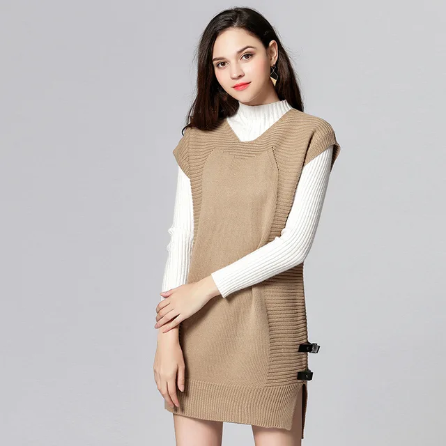 Womens Sweater Vest Plus Size Autumn Winter Sleeveless V Neck Loose