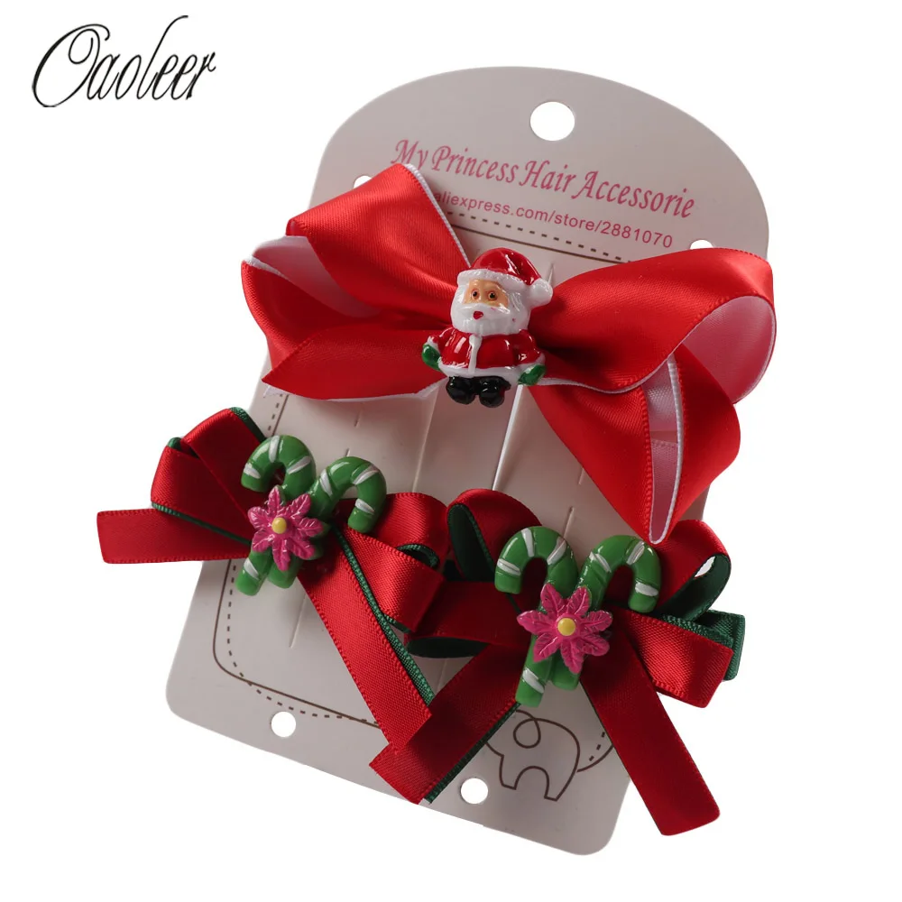 

Cute Christmas Hair Bows For Girl Snow Santa Christmas Tree Hairpin Boutique Hair Clip Kids Christmas Gifts Hair Accessories