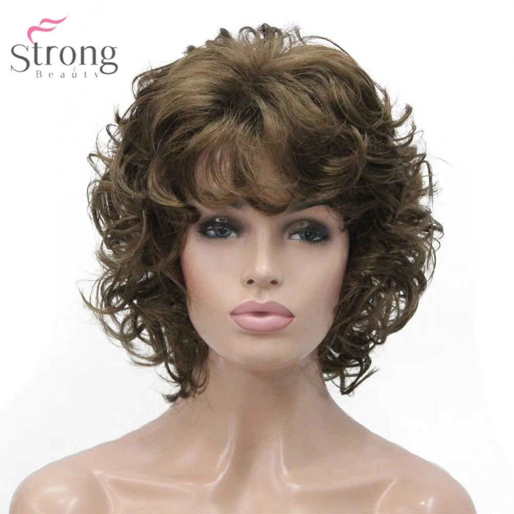 

StrongBeauty Women's Synthetic Wig Natural Hair Blonde/Black Hairpiece Short Curly Wigs