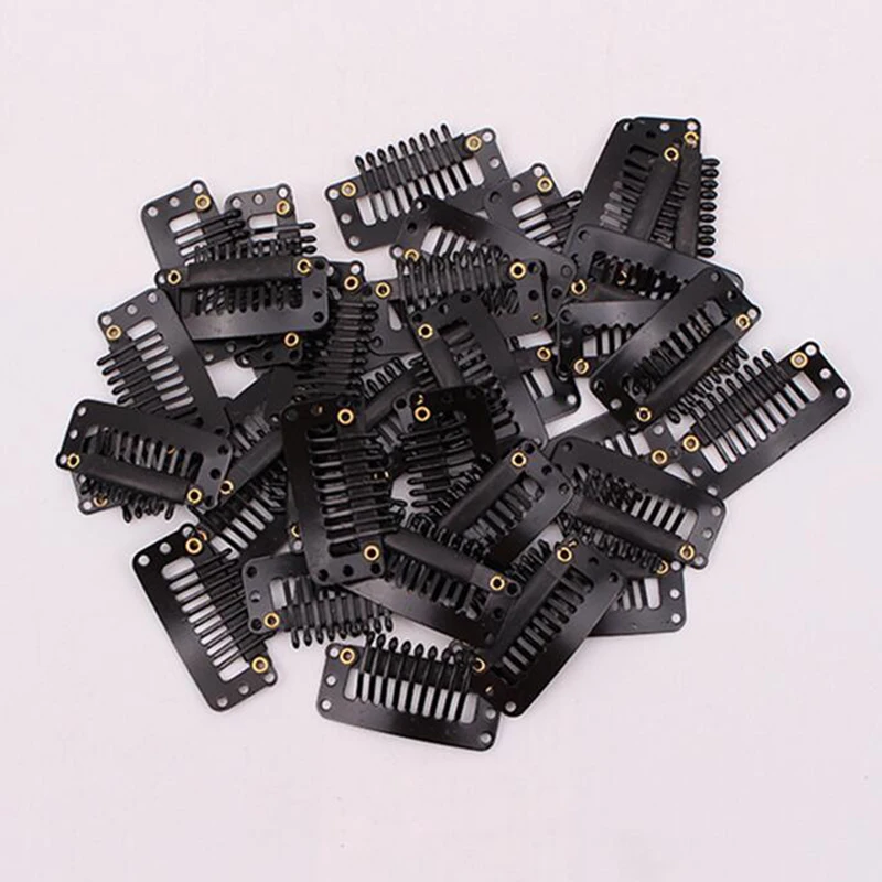 200pcs Black hair snap clips for extensions U Shape weave toupee wig 9 teeth clips styling tools 200pcs Black hair snap clips for extensions U Shape weave toupee wig 9 teeth clips styling tools