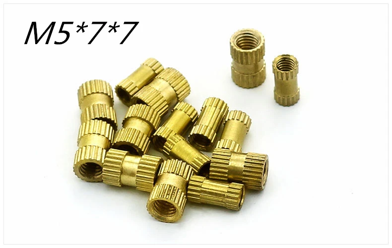 500pcs/lot Brass Knurl Nuts M5*7mm(L)*7mm(OD) Metric Threaded Nuts