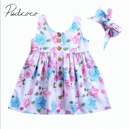 

Charm Princess 2017 Infant Kids Baby Girls Sleeveless Floral Dress Party Sundress Outfits