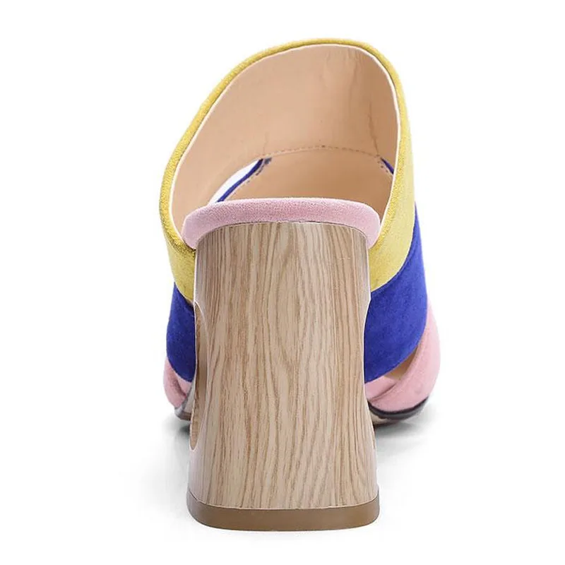 Kid Suede Slides Casual Beach Slippers Platform Shoes Woman Summer 2018 New Slip On High Fretwork Heels Sandals Women Lady Shoes (4)