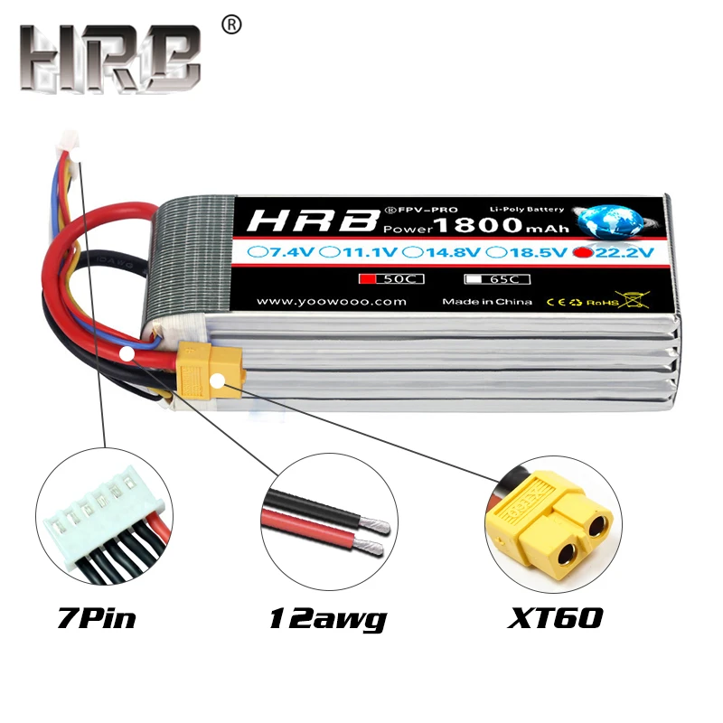 HRB 22,2 V Lipo батарея 6S 1800mah XT60 T Deans XT90 TRX EC5 50C для мультикоптера FPV гоночный самолет багги автомобиль лодка RC запчасти горячая распродажа