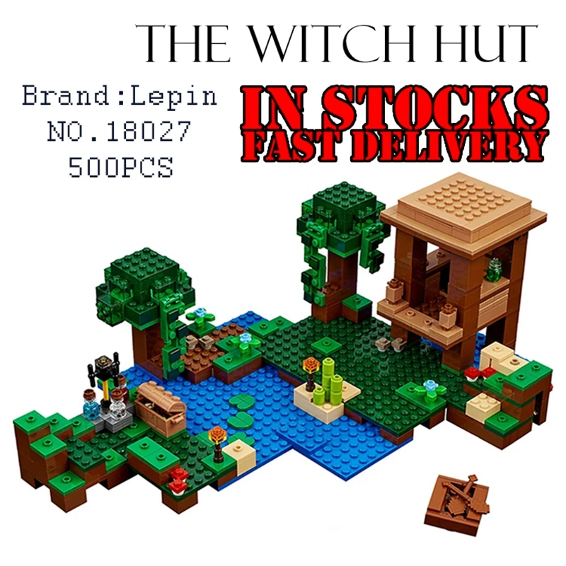 New Lepin 500pcs My World Minecraft The Witch Hut anime action figures Building Blocks Bricks DIY