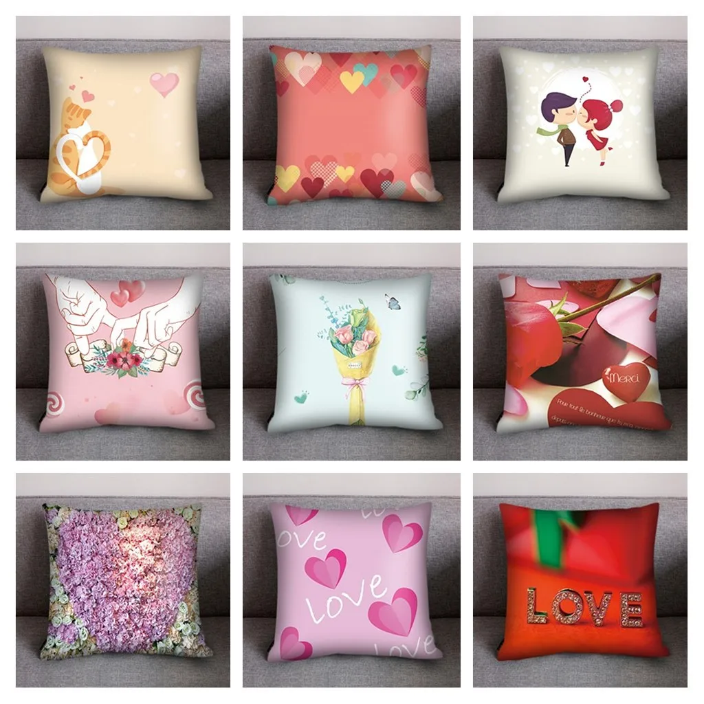 

ISHOWTIENDA Valentine's Day Print Pillow Case Polyester Sofa Car Cushion Cover Home Decor sofa decorative cushions printed