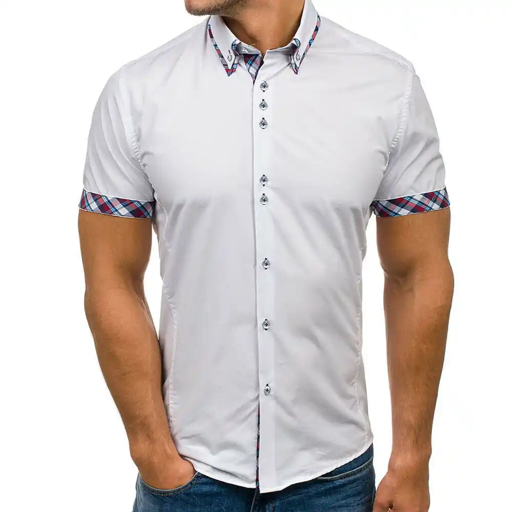 white short sleeve muscle fit shirt