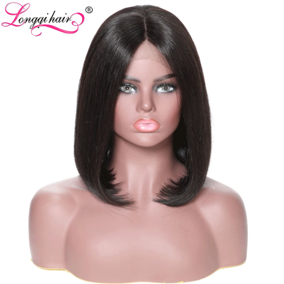 

Longqi 13x6 Brazilan Straight Bob Lace Front Wigs Natural Hair Line With Baby Hair Short Remy Human Hair Wigs For Black Women