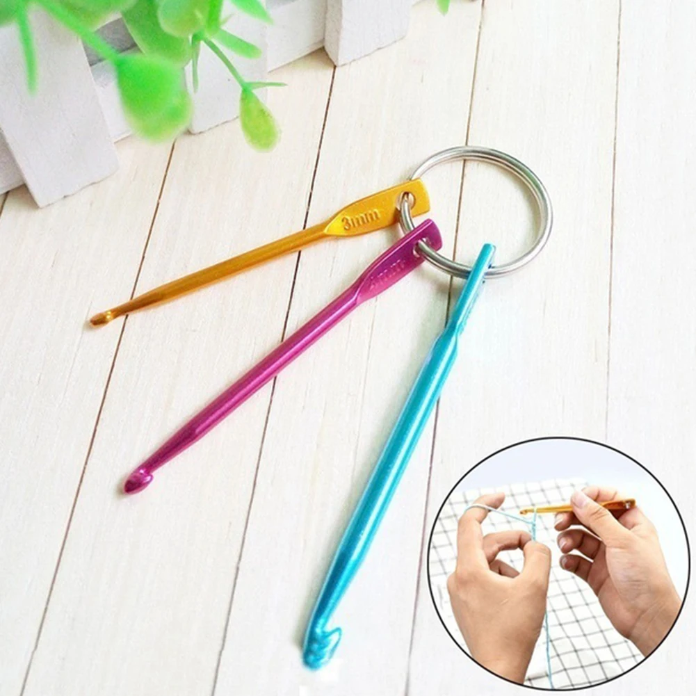 

3Pcs A Set Knit Crochet Hook Key Chain Keyring Needlecrafts Crochet