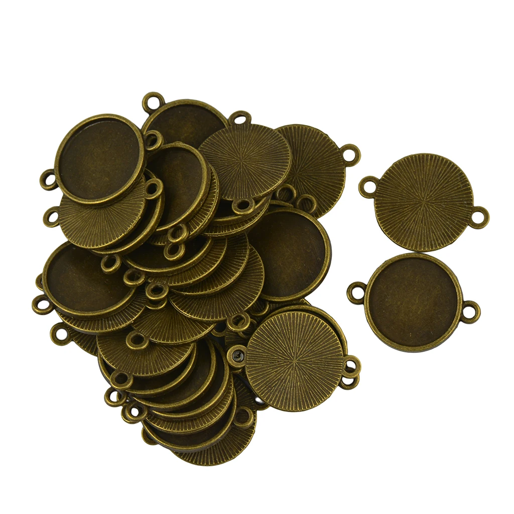 

40pcs lank Bezel Base for 16mm Blank Base connector Cabochon Jewelry DIY Connector Vintage Bronze charms for jewelry making