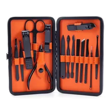 15 в 1 маникюрные инструменты для маникюра, набор для маникюра, ножницы для стрижки ногтей, пинцет, маникюрные наборы, каменный узор, чехол