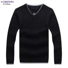 Модный хлопок зимний мужской v-образный вырез длинный рукав трикотажный свитер повседневный мужской толстый свитер однотонные пуловеры свитера