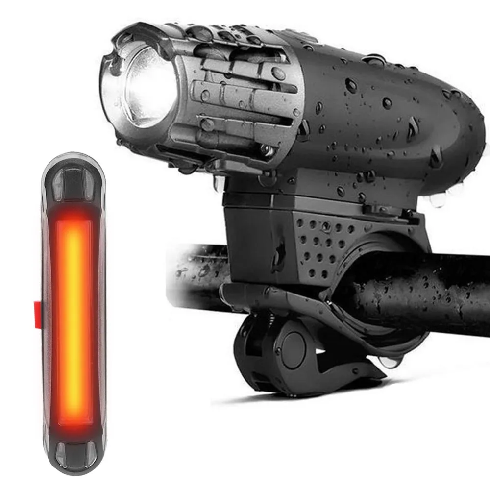 

Outdoor Night Cycling USB Rechargeable Bicycle Light Kit Bike Front Light Bicycle Tail Safety with Mount