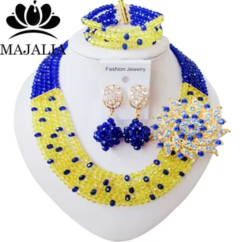 

Fashion african jewelry set yellow nigerian wedding african beads jewelry set Crystal Free shipping Majalia-377