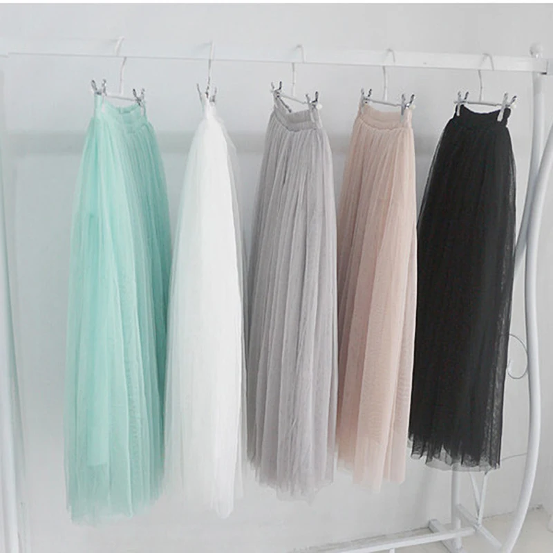 Летнее бальное платье, юбки для женщин, многослойная фатиновая плиссированная ретро юбка-пачка с высокой талией, 6 цветов